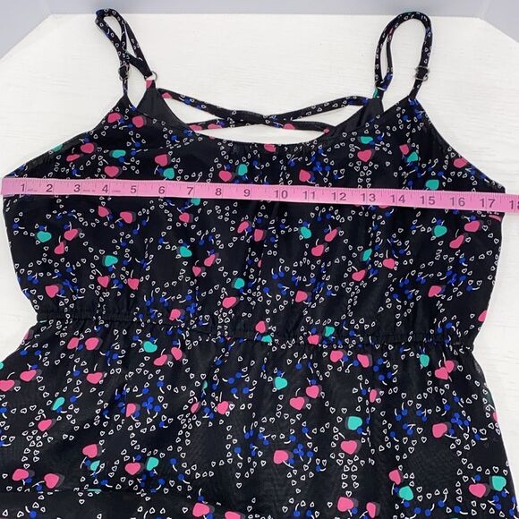 I love Ronson Black Chiffon Lines Maxi Dress Size Large Multi Heart Design - Picture 11 of 11